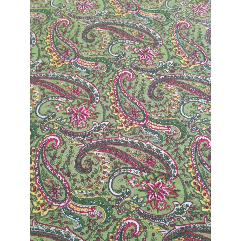 April Cornell Xmas Tree Tablecloth Batik Block Print  60x82  Paisley 100% Cotton
